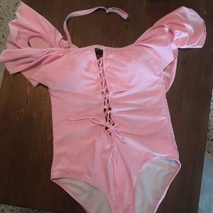 Off the shoulder ONE PIECE BATHING SUIT